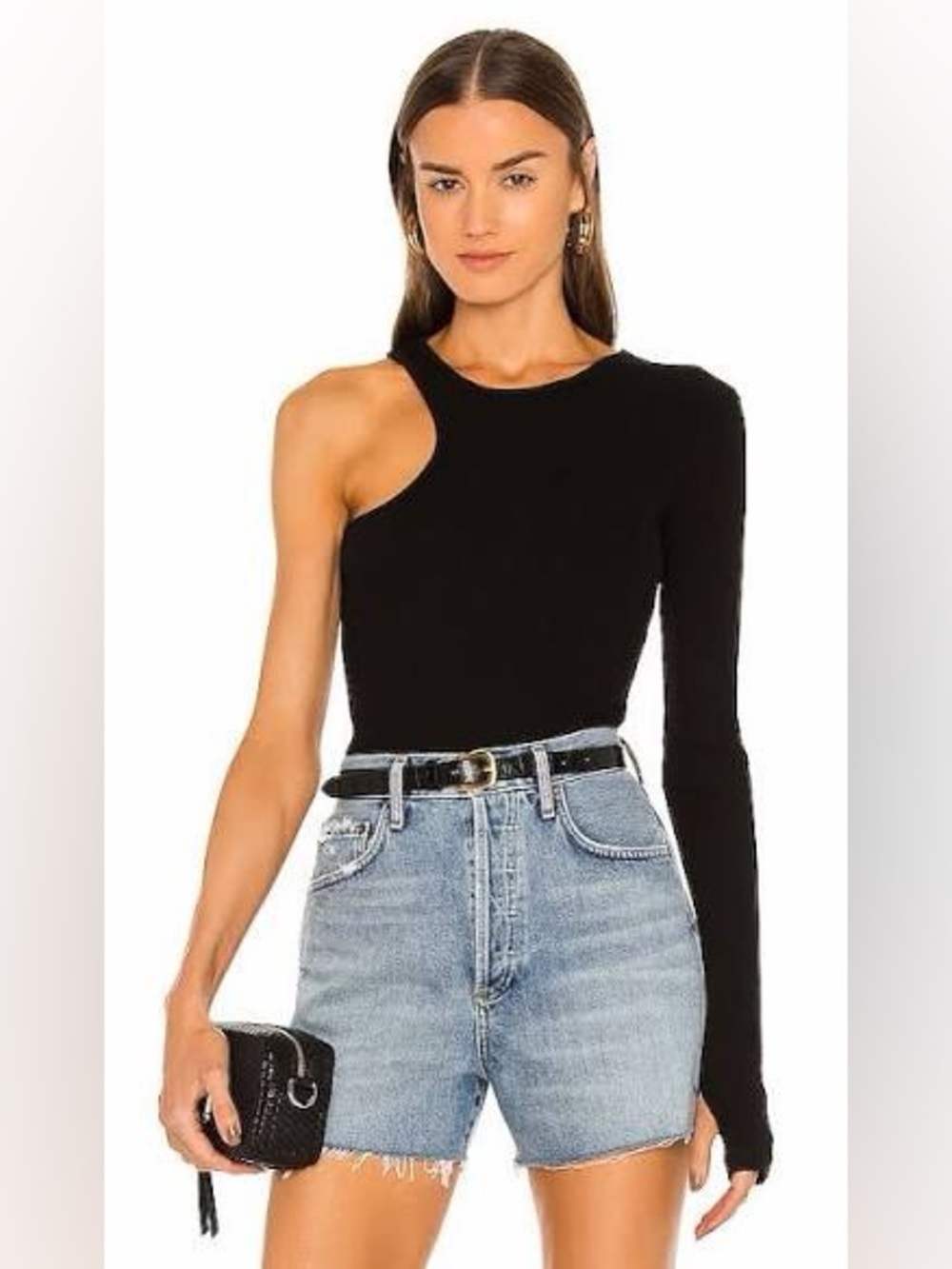 Agolde Bea Cutaway Bodysuit in Black size xs